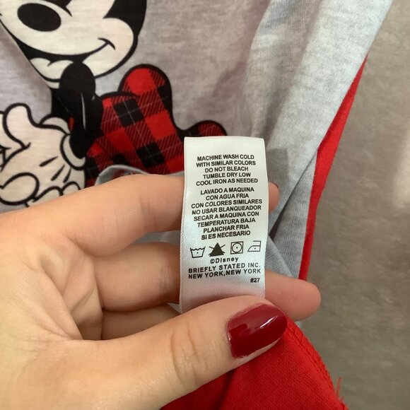 Disney Minnie Mouse Long Sleeve Plaid Red Gray Shirt Women Large - Picture 5 of 8